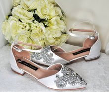 Load image into Gallery viewer, Bridal Flats with Rhinestone Appliqué
