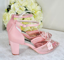 Load image into Gallery viewer, Blush Pink &amp; Rose Gold Wedding Sandals for Bride - UK7/US9.5
