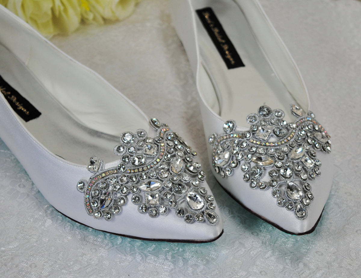 Satin Pointy Toe Flats with Sparkly RHINESTONES APPLIQUÉ – Becci's ...