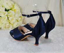 Load image into Gallery viewer, Navy Satin Bridal Sandals
