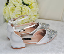 Load image into Gallery viewer, Bridal Flats with Rhinestone Appliqué
