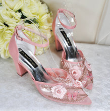 Load image into Gallery viewer, Blush Pink &amp; Rose Gold Wedding Sandals for Bride - UK7/US9.5
