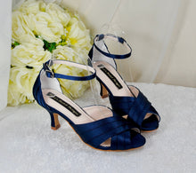 Load image into Gallery viewer, Navy Satin Bridal Sandals
