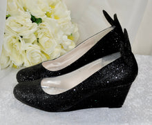 Load image into Gallery viewer, Wedge Heel Glitter Wedding Shoes, Disney Mouse Ears, Shoes for Bride. Any Colour
