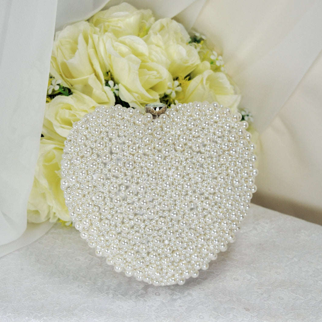 Pearl Heart Bag - Ivory or White