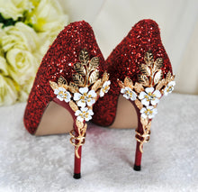 Load image into Gallery viewer, Red Glitter Heels - Size UK6/US8.5
