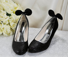 Load image into Gallery viewer, Wedge Heel Glitter Wedding Shoes, Disney Mouse Ears, Shoes for Bride. Any Colour
