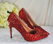 Load image into Gallery viewer, Red Glitter Heels - Size UK6/US8.5
