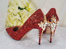 Load image into Gallery viewer, Red Glitter Heels - Size UK6/US8.5
