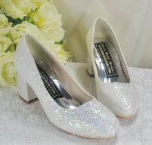 Load image into Gallery viewer, Glitter Wedding Shoes, 2 Inch Chunky Heel Shoes.
