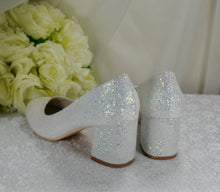 Load image into Gallery viewer, Glitter Wedding Shoes, 2 Inch Chunky Heel Shoes.
