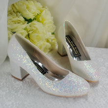 Load image into Gallery viewer, Glitter Wedding Shoes, 2 Inch Chunky Heel Shoes.
