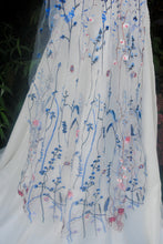 Load image into Gallery viewer, Blue Meadow Flower Floral Veil, Beautiful Wedding Veil with Blue Flowers
