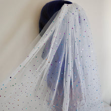 Load image into Gallery viewer, White Wedding Veil with Multicoloured Hearts and attached comb
