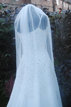 Load image into Gallery viewer, White Wedding Veil with Multicoloured Hearts and attached comb
