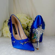 Load image into Gallery viewer, Blue &#39;Beauty and the Beast&#39; Bridal Shoes UK4/US6.5
