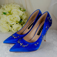 Load image into Gallery viewer, Blue &#39;Beauty and the Beast&#39; Bridal Shoes UK4/US6.5
