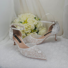 Load image into Gallery viewer, Bridal White Beaded Heels Uk5/US7.5
