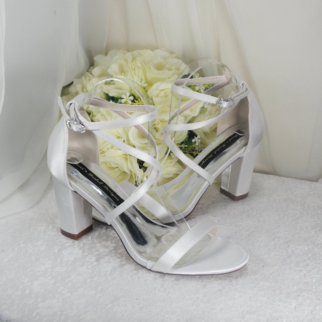 Satin Block Heel Bridal Shoe,