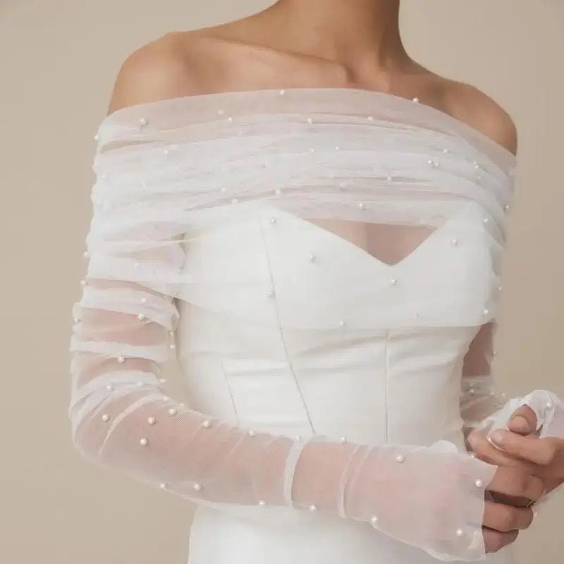 Dress Topper & Sleeves - Adjustable Size with Pearls Becci's Bridal Designs Dress Topper & Sleeves - Adjustable Size with Pearls Becci's Bridal Designs