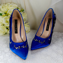 Load image into Gallery viewer, Blue &#39;Beauty and the Beast&#39; Bridal Shoes UK4/US6.5
