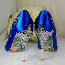 Load image into Gallery viewer, Blue &#39;Beauty and the Beast&#39; Bridal Shoes UK4/US6.5
