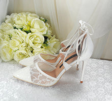 Load image into Gallery viewer, Bridal White Lace Wedding Sandals UK4/US6.5
