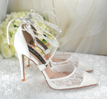 Load image into Gallery viewer, Bridal White Lace Wedding Sandals UK7/US9.5
