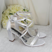 Load image into Gallery viewer, Satin Block Heel Bridal Shoe,
