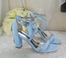 Load image into Gallery viewer, Satin Block Heel Bridal Sandals
