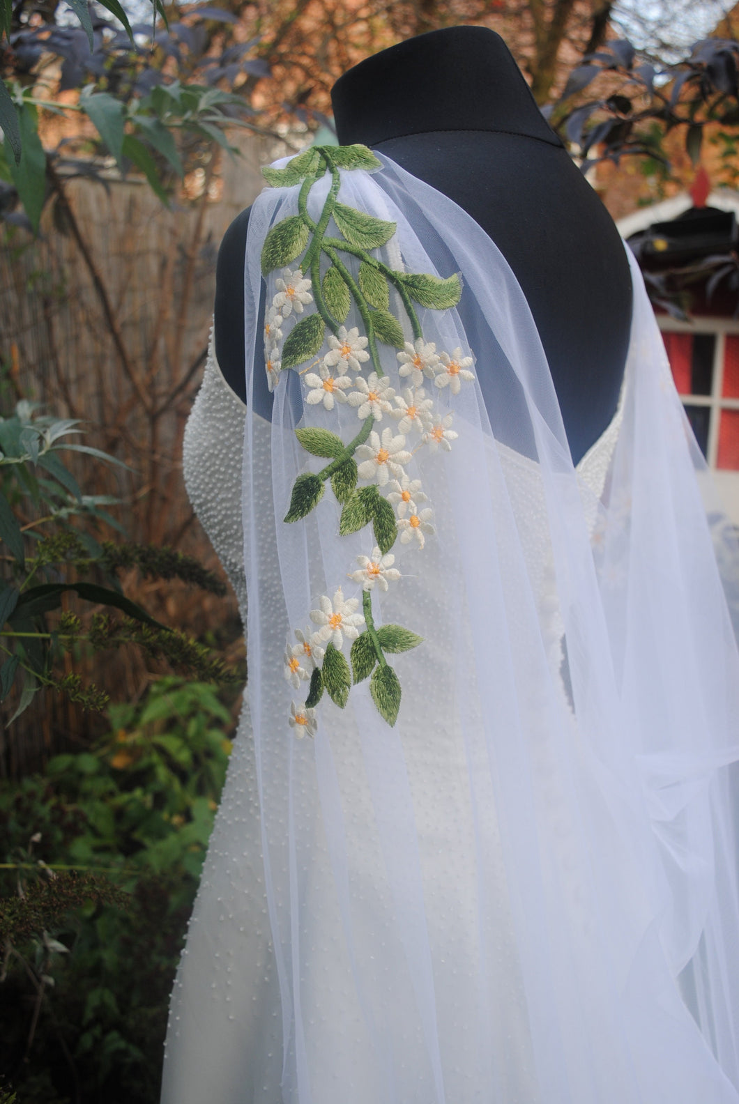 Flower Appliqué Wedding Cape