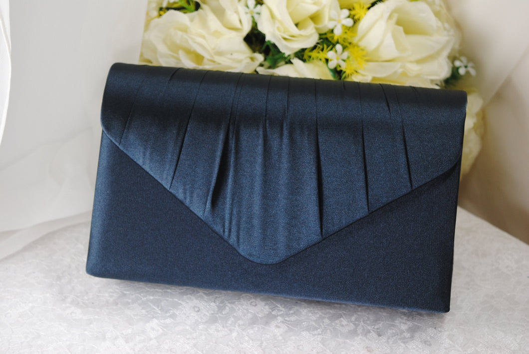 Navy Dark Blue Satin Clutch Bag, Over 25 colours