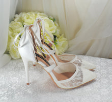 Load image into Gallery viewer, Bridal White Lace Wedding Sandals UK4/US6.5
