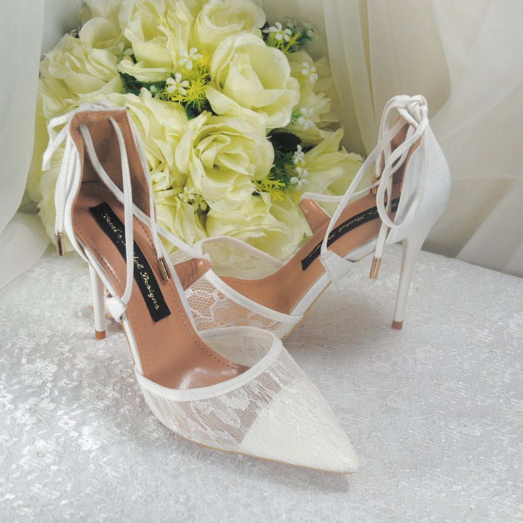 Bridal White Lace Wedding Sandals UK4/US6.5