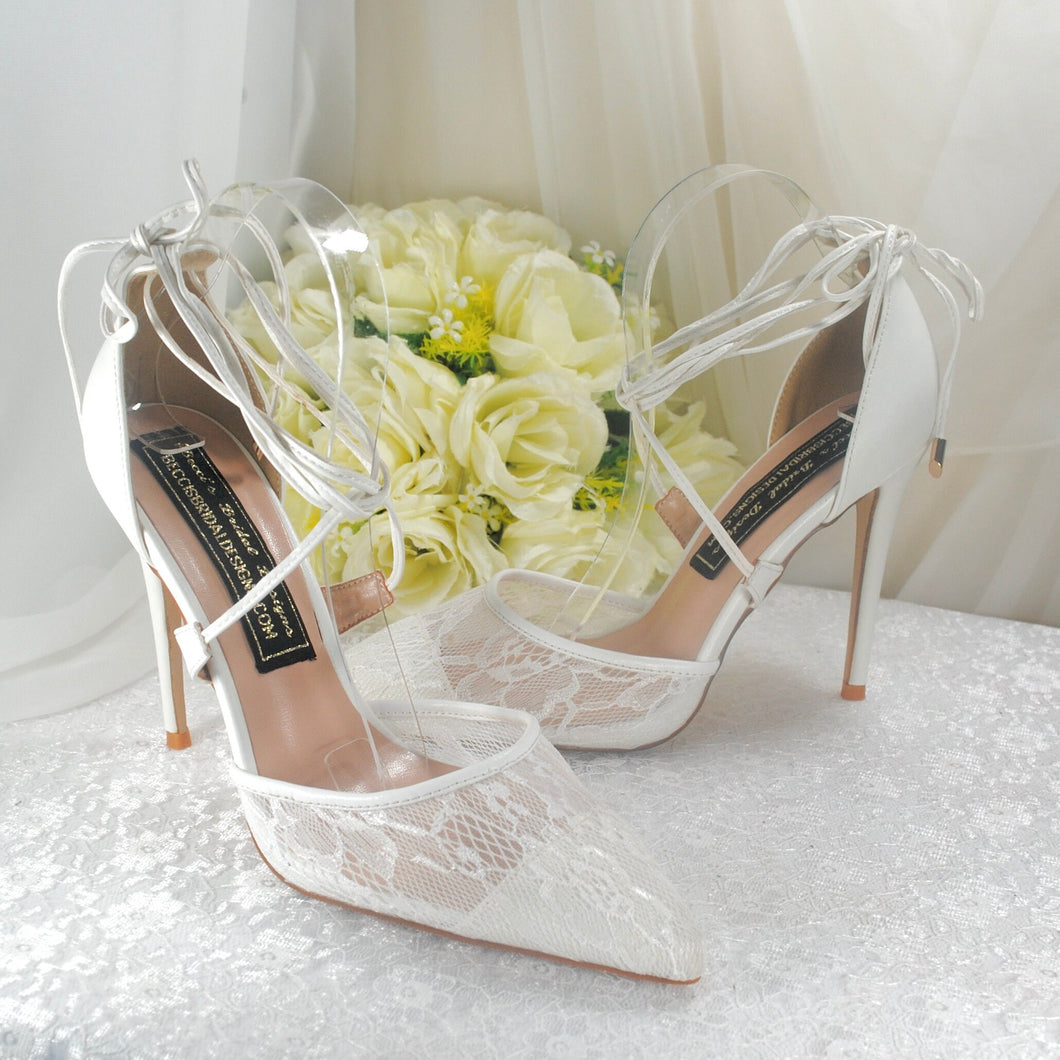 Bridal White Lace Wedding Sandals UK7/US9.5