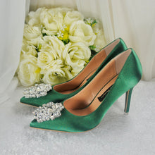 Load image into Gallery viewer, Green Satin Bridal Shoe - UK7/US9.5
