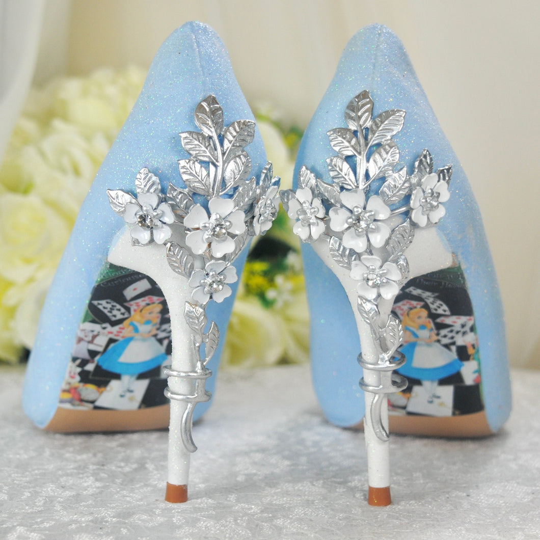 Alice in Wonderland Blue Shimmer WEDDING SHOE UK6/US8.5