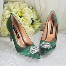 Load image into Gallery viewer, Satin WEDDING SHOES with Crystal Embellishment
