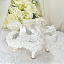 Load image into Gallery viewer, Ivory Satin and Lace Bridal Booties, Size UK5/US7.5
