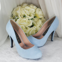 Load image into Gallery viewer, Blue Suede Wedding Shoes Size UK4/US6.5
