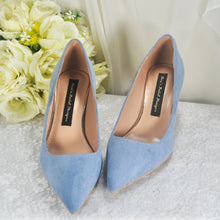 Load image into Gallery viewer, Low Heel Blue Suede Wedding Bridal Heels Shoes 6cm, 8cm, 10cm Heel
