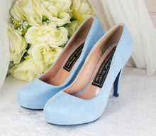 Load image into Gallery viewer, Blue Suede Wedding Shoes Size UK4/US6.5
