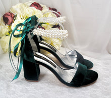 Load image into Gallery viewer, Velvet Bridal Sandals with Pearls - Other Colours
