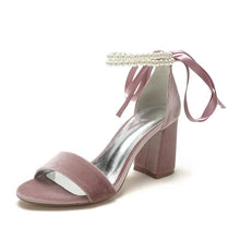 Load image into Gallery viewer, Velvet Bridal Sandals with Pearls - Other Colours
