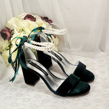 Load image into Gallery viewer, Velvet Bridal Sandals with Pearls - Other Colours
