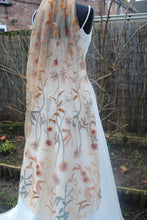 Load image into Gallery viewer, Autumn Flower Floral Veil, Beautiful Wedding Veil with Autumnal Embroidery
