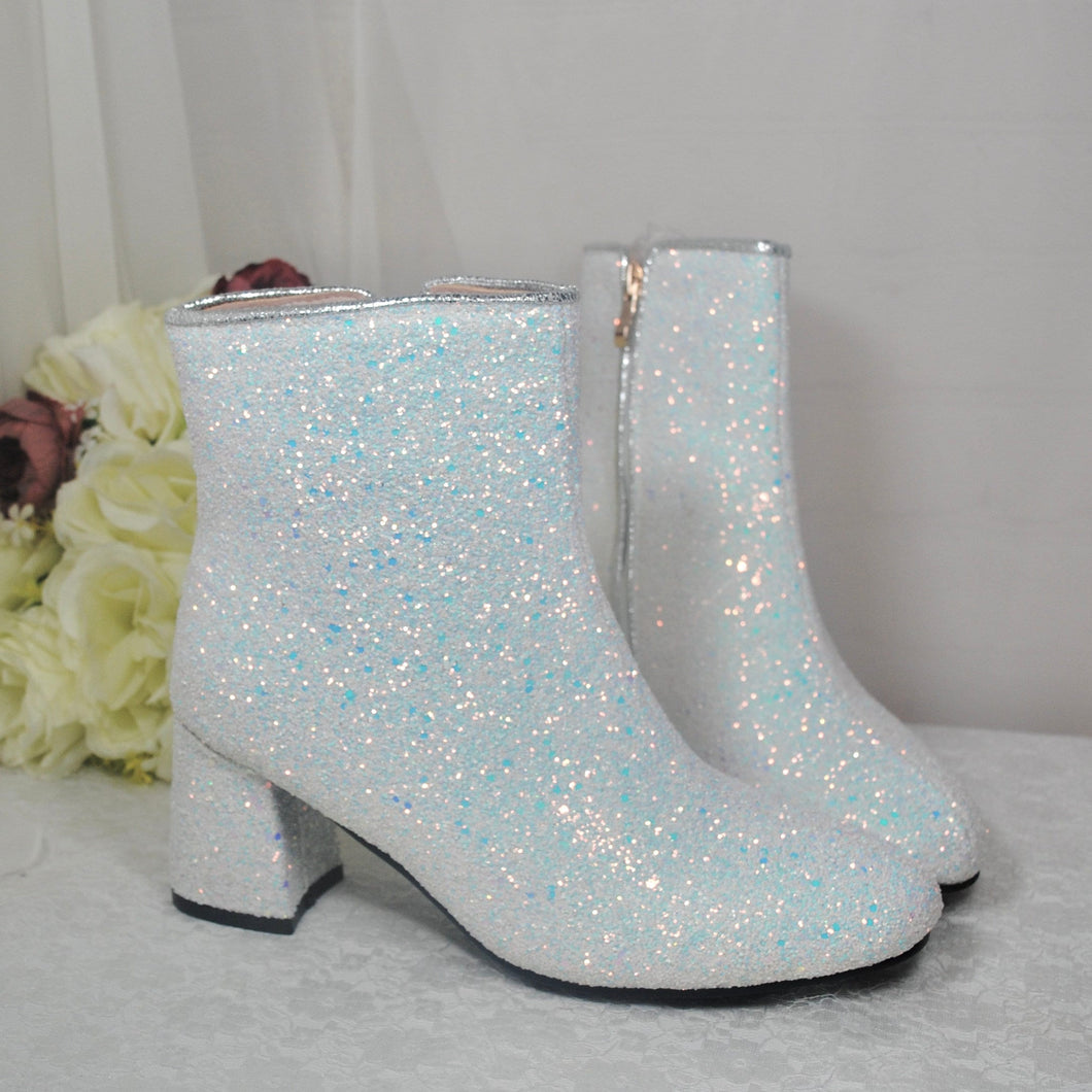 White Glitter Boots Size UK5/US7.5