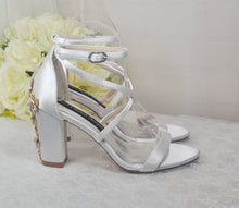 Load image into Gallery viewer, Satin Block Heel Bridal Sandals
