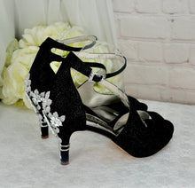 Load image into Gallery viewer, Beautiful Shimmer Finish Bridal Sandals Silver Cherry Blossom
