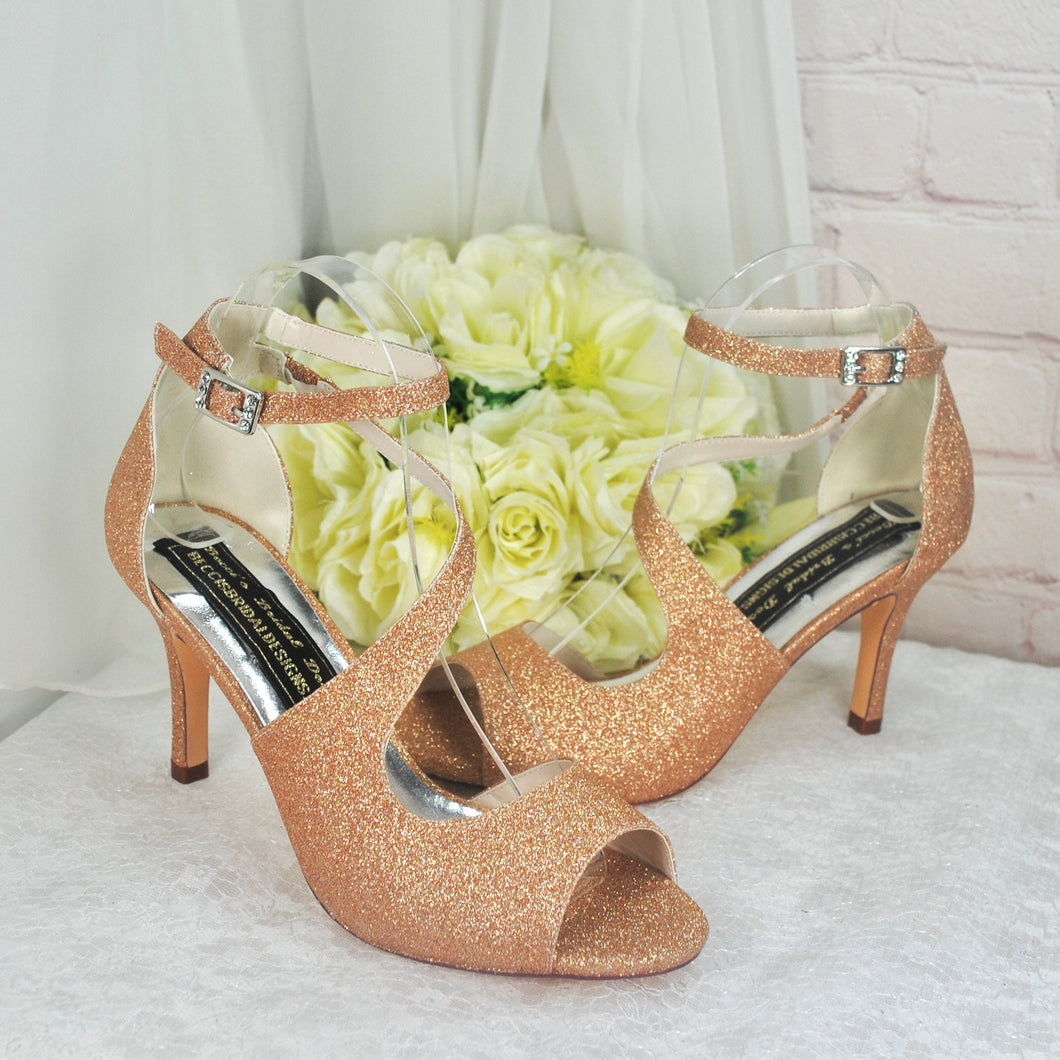 Rose Gold Glitter Sandals  UK5/US7.5